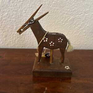 Vintage Wooden Horse Clothes Pin Recipe Card Holder Retro Hadley Horse Inspired